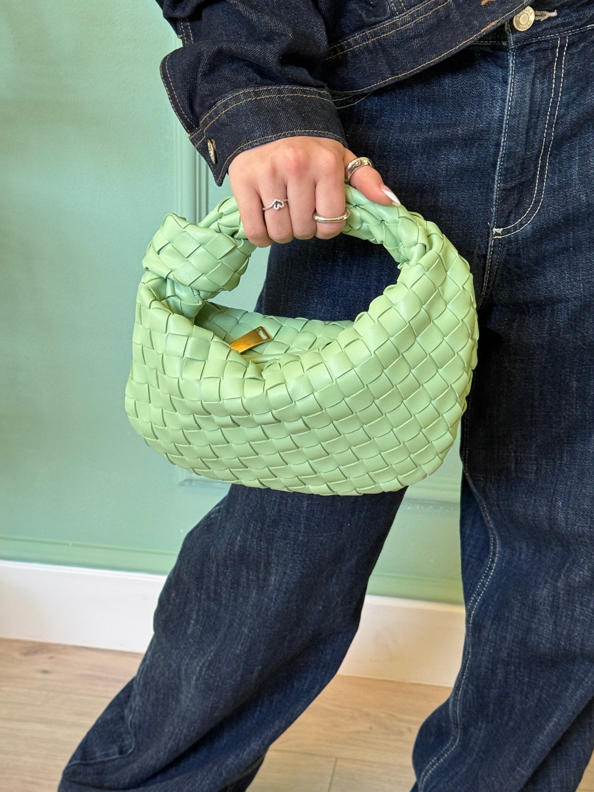 Bag Intreccio verde pastello