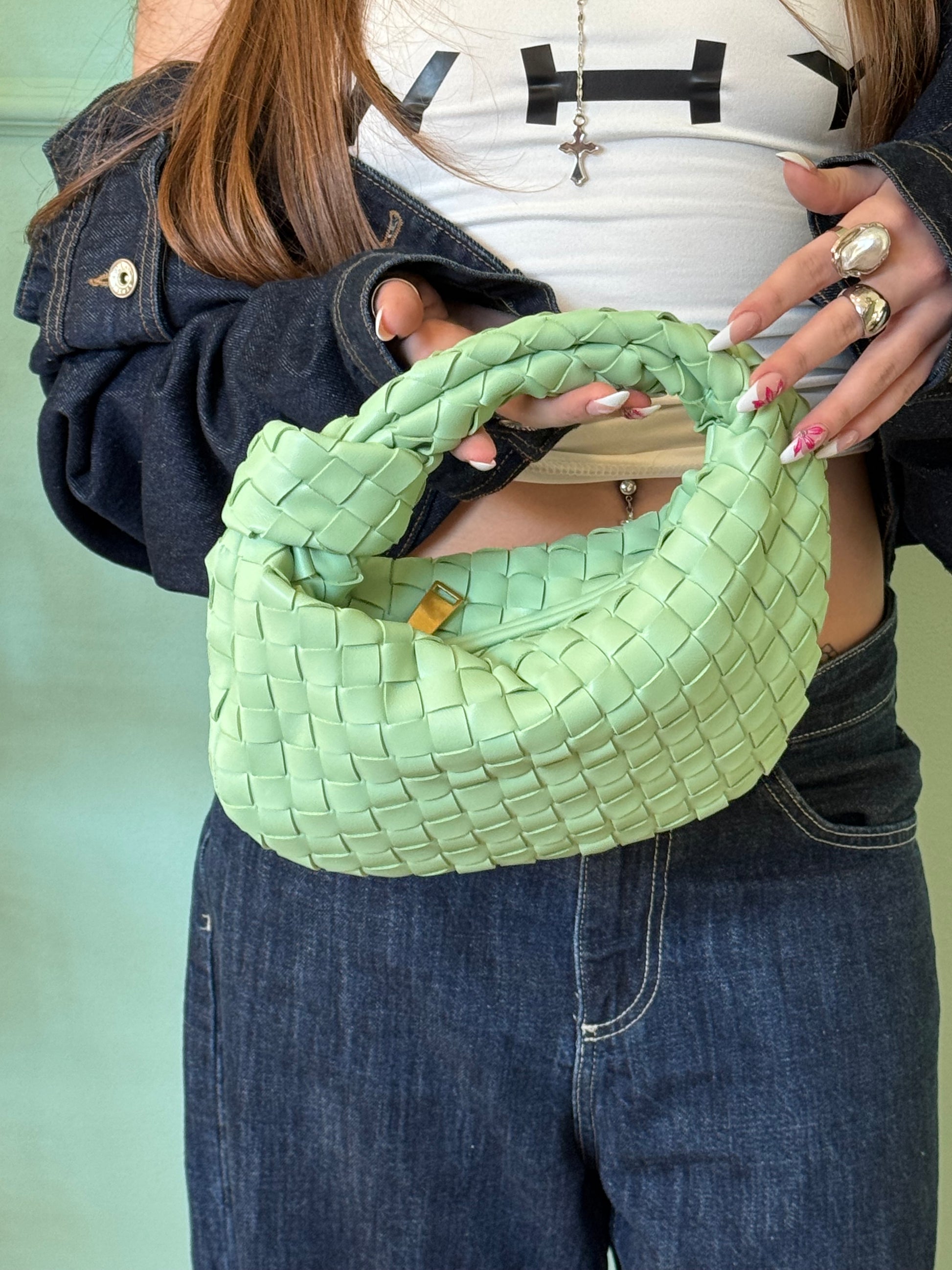 Bag Intreccio verde pastello
