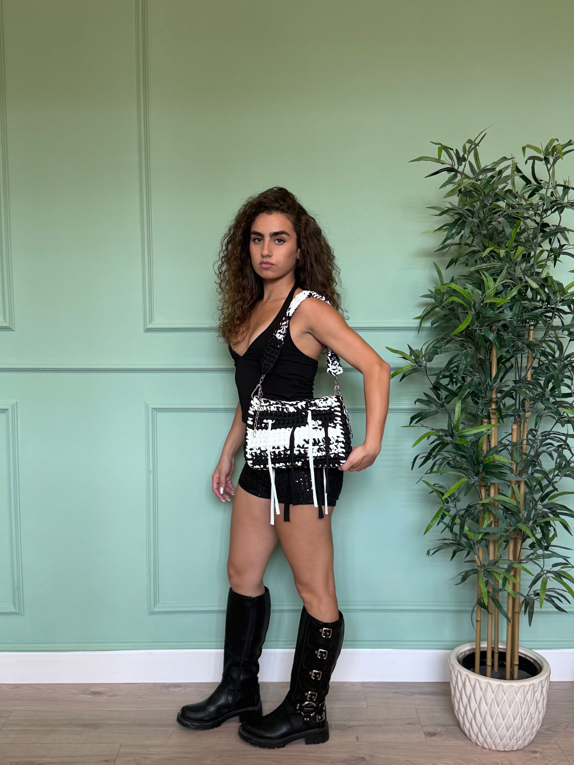 Bag Mabel nero dett. bianco