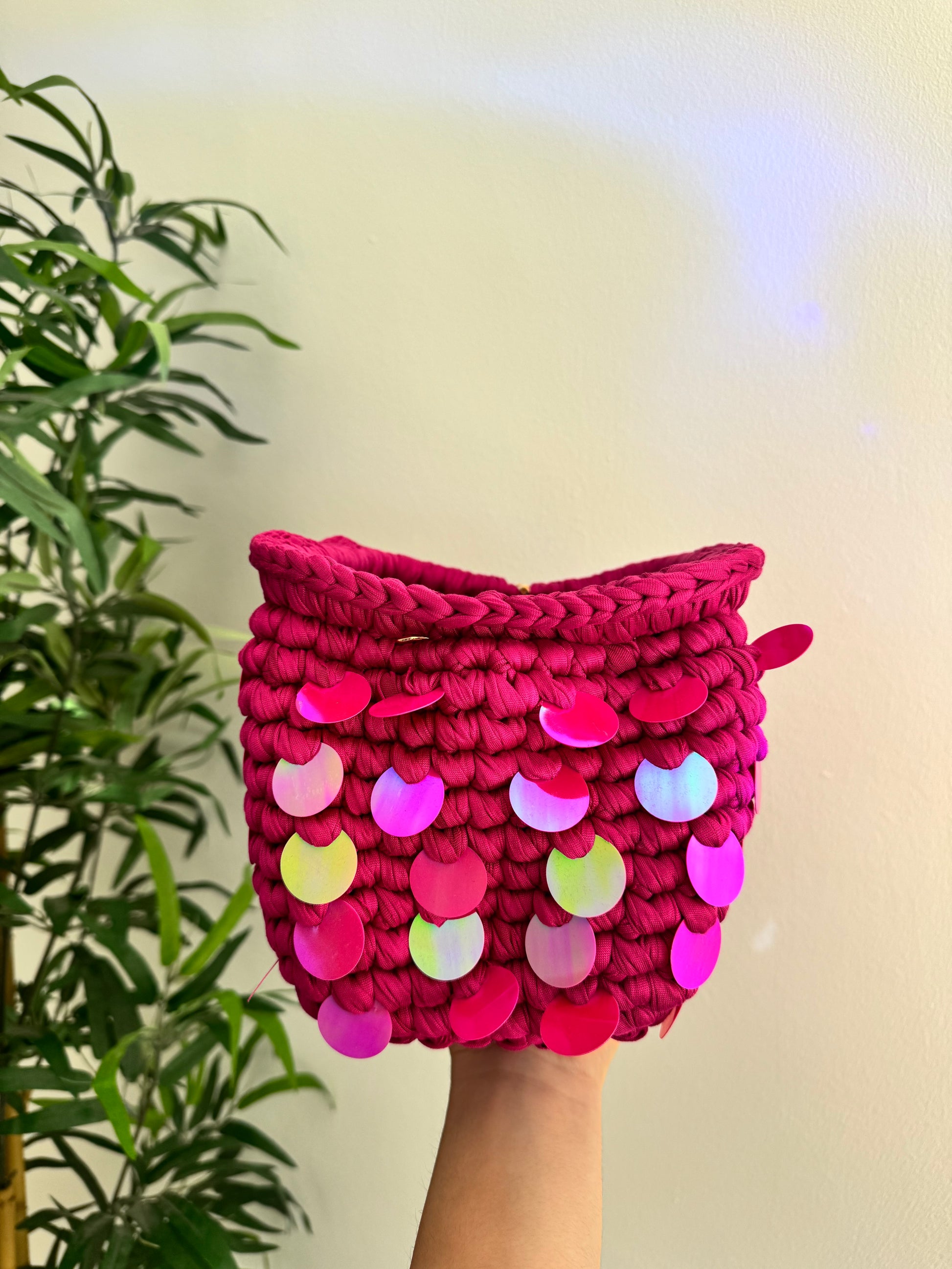 Pasticcino medium magenta paillettes  oleografiche