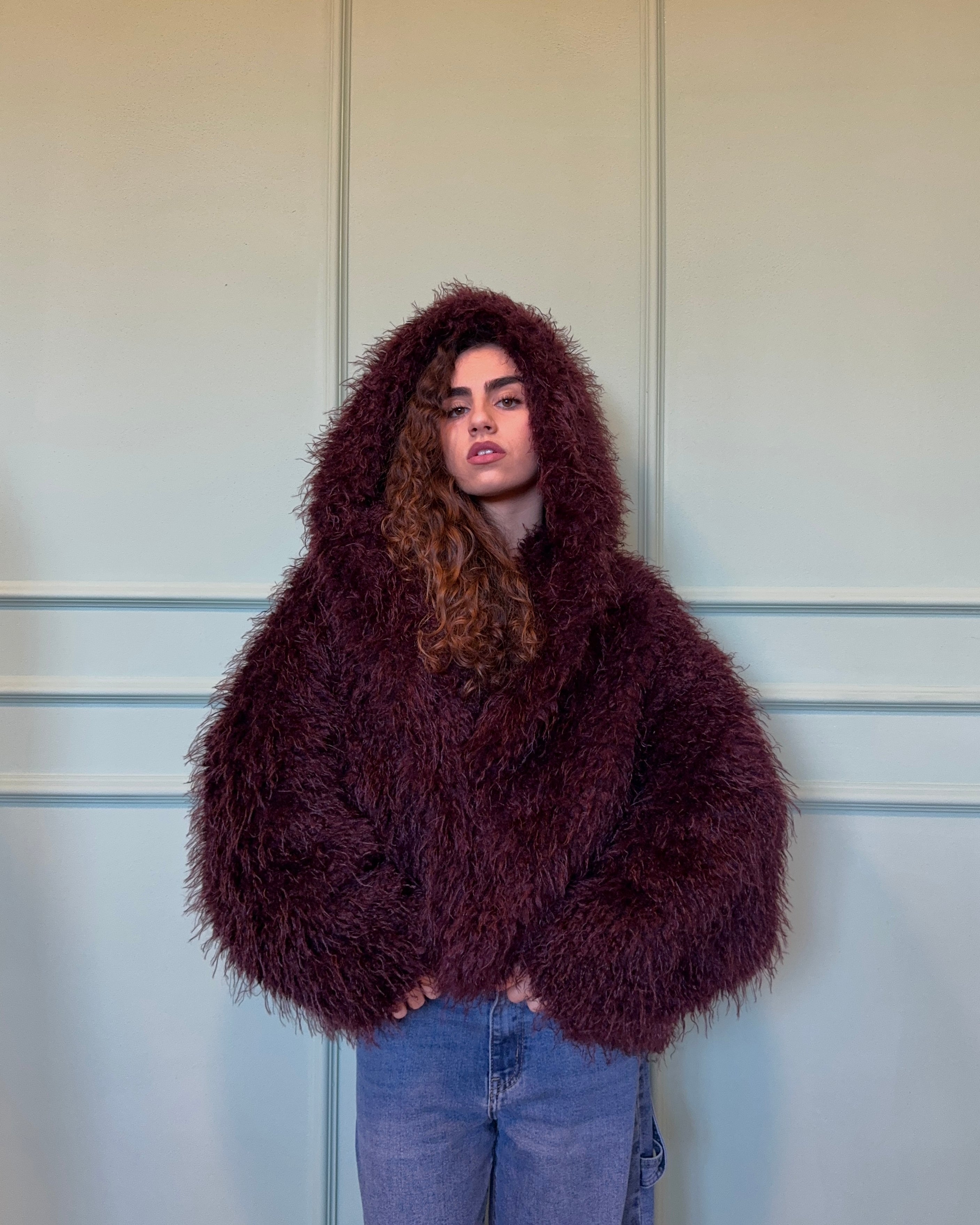 Pelliccia Mongolia con cappuccio