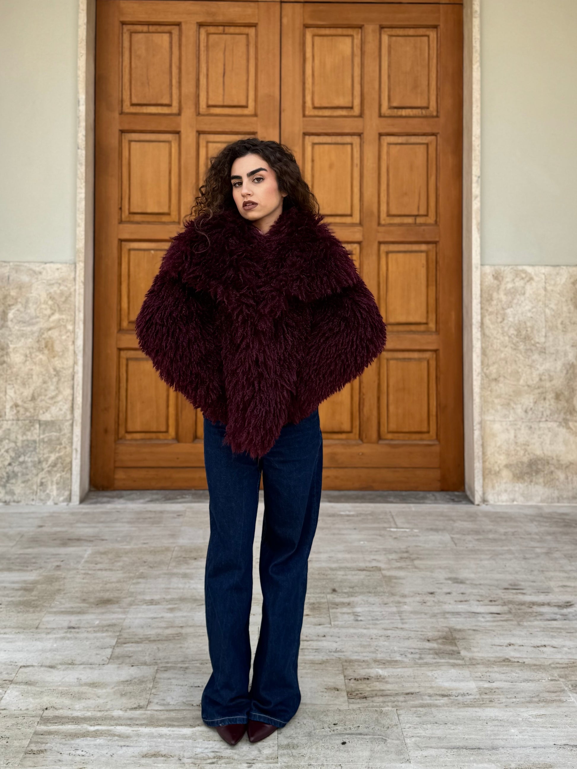 Pelliccia Mongolia collo sciallato