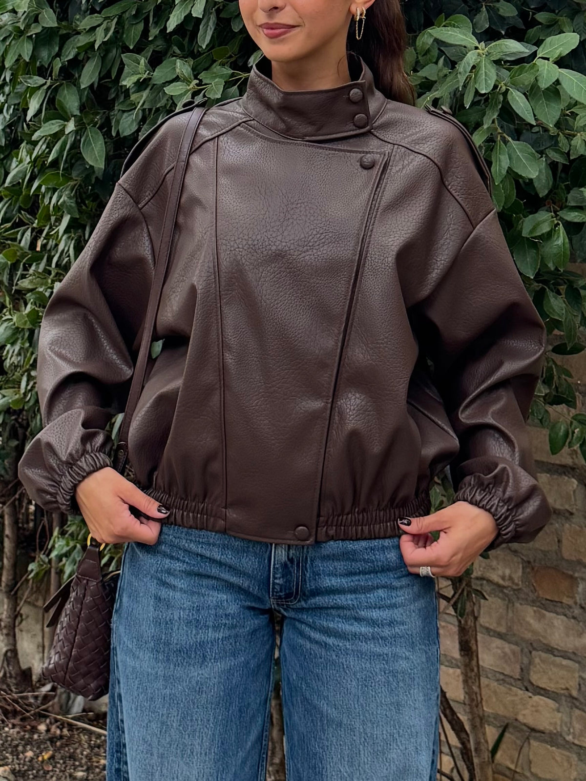 Bomber minimal collo alto