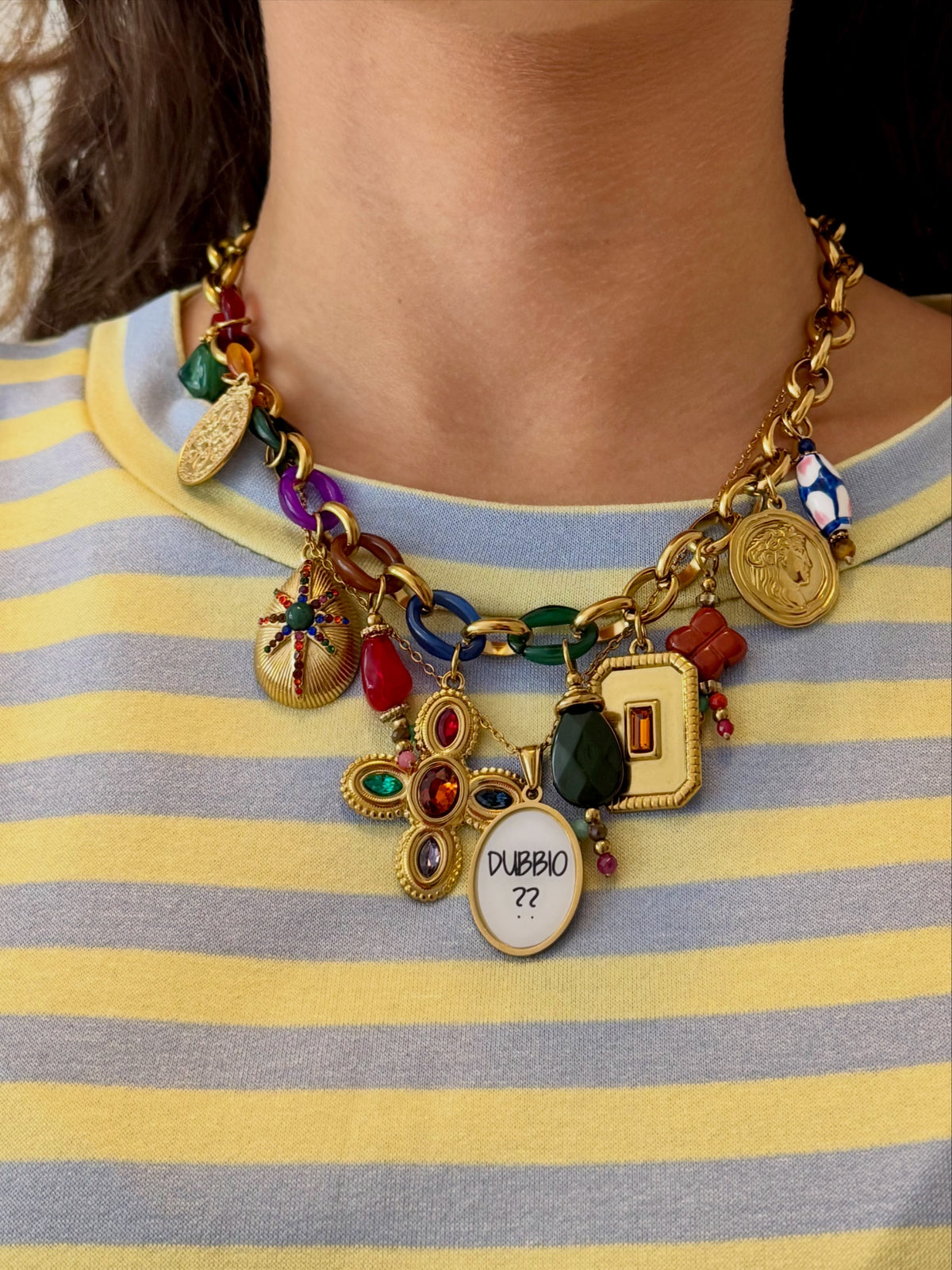 Collana croce multicolor