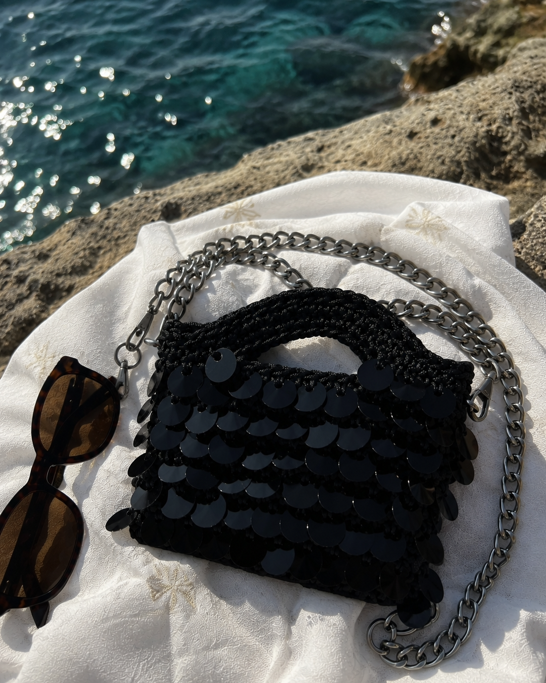 Bag iris paillettes argento