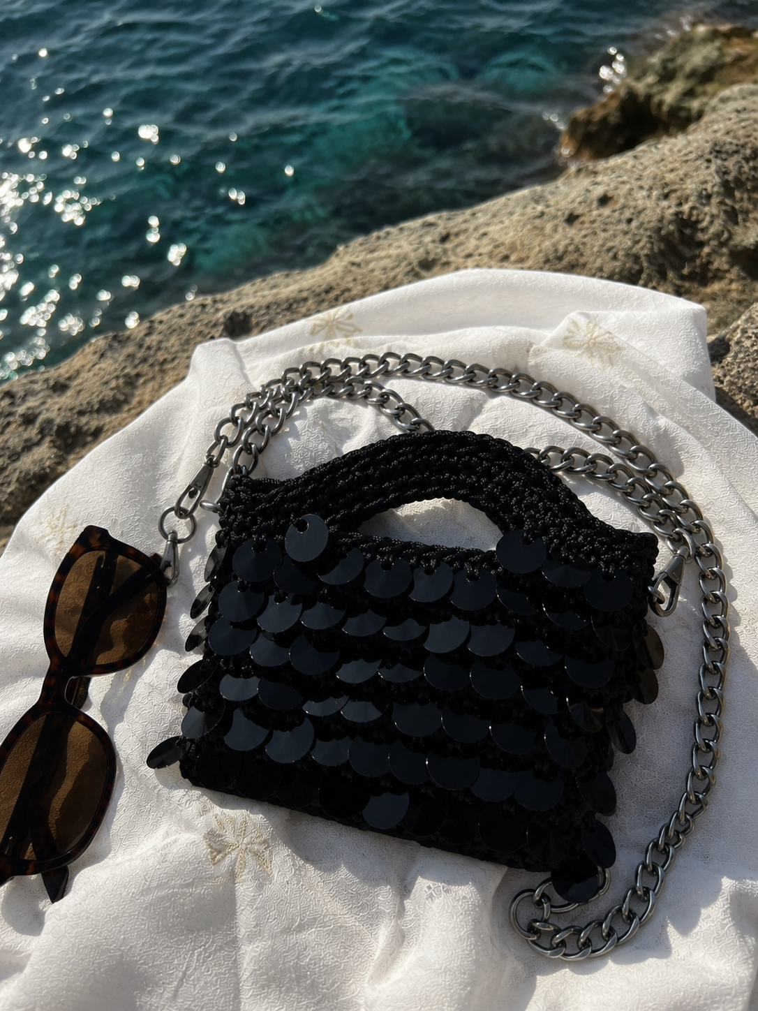 Bag iris paillettes argento