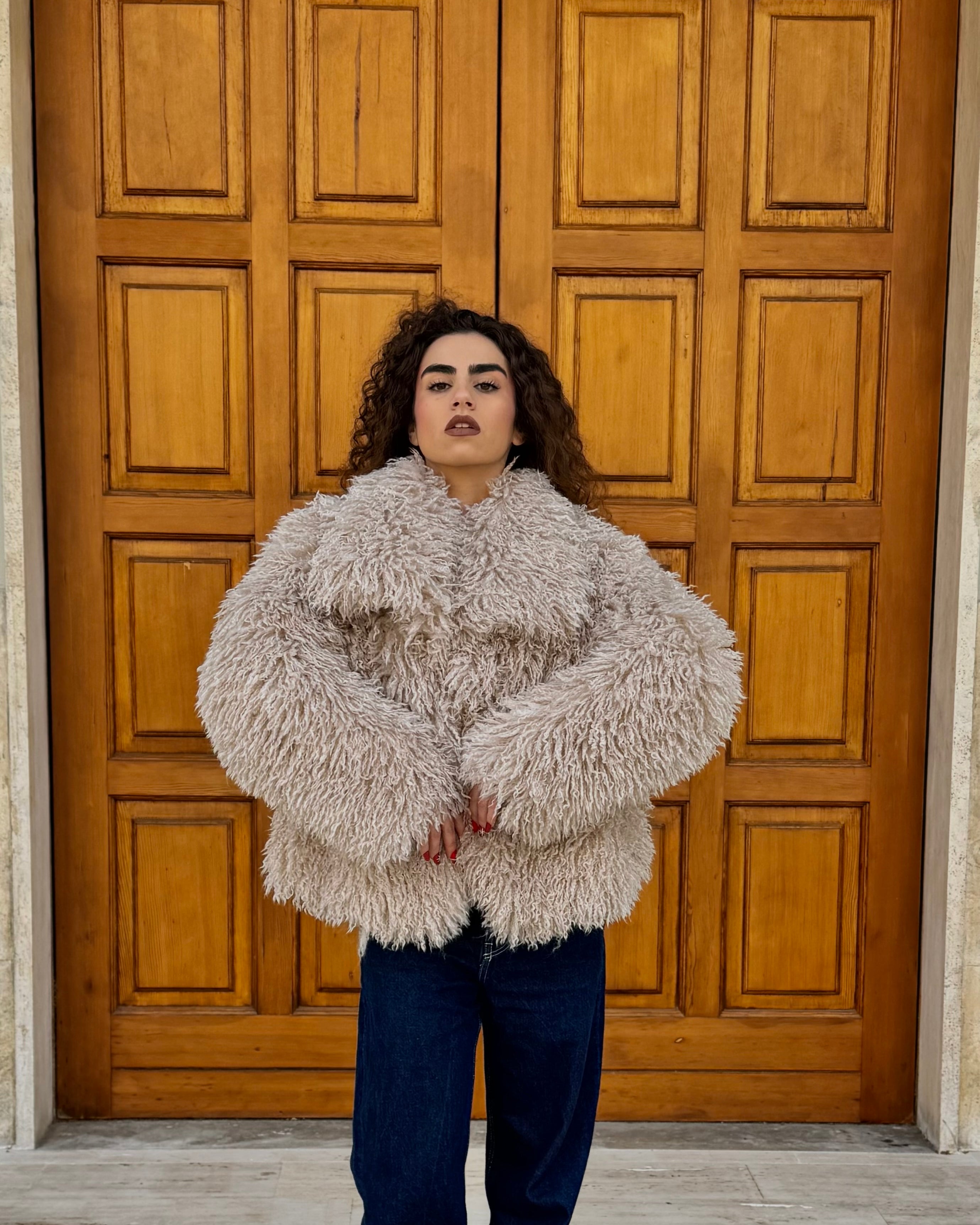 Pelliccia Mongolia collo sciallato