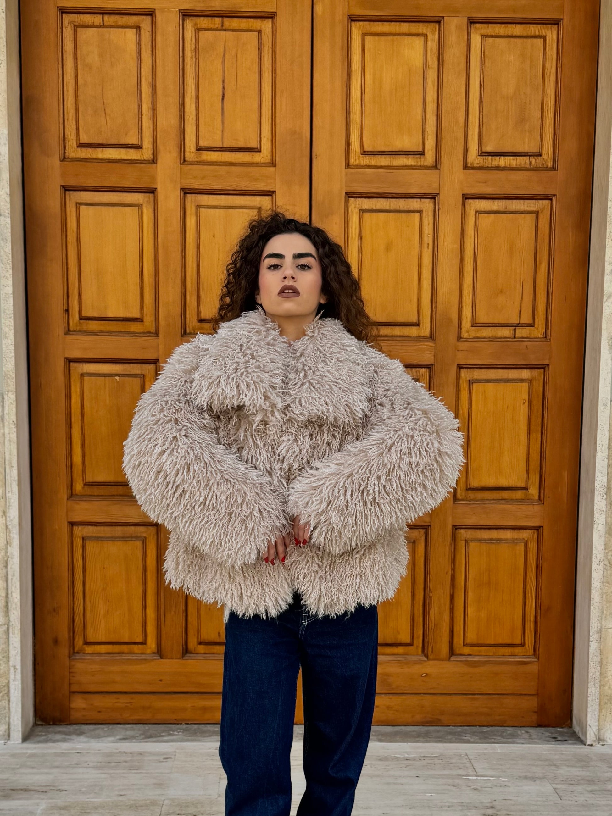 Pelliccia Mongolia collo sciallato