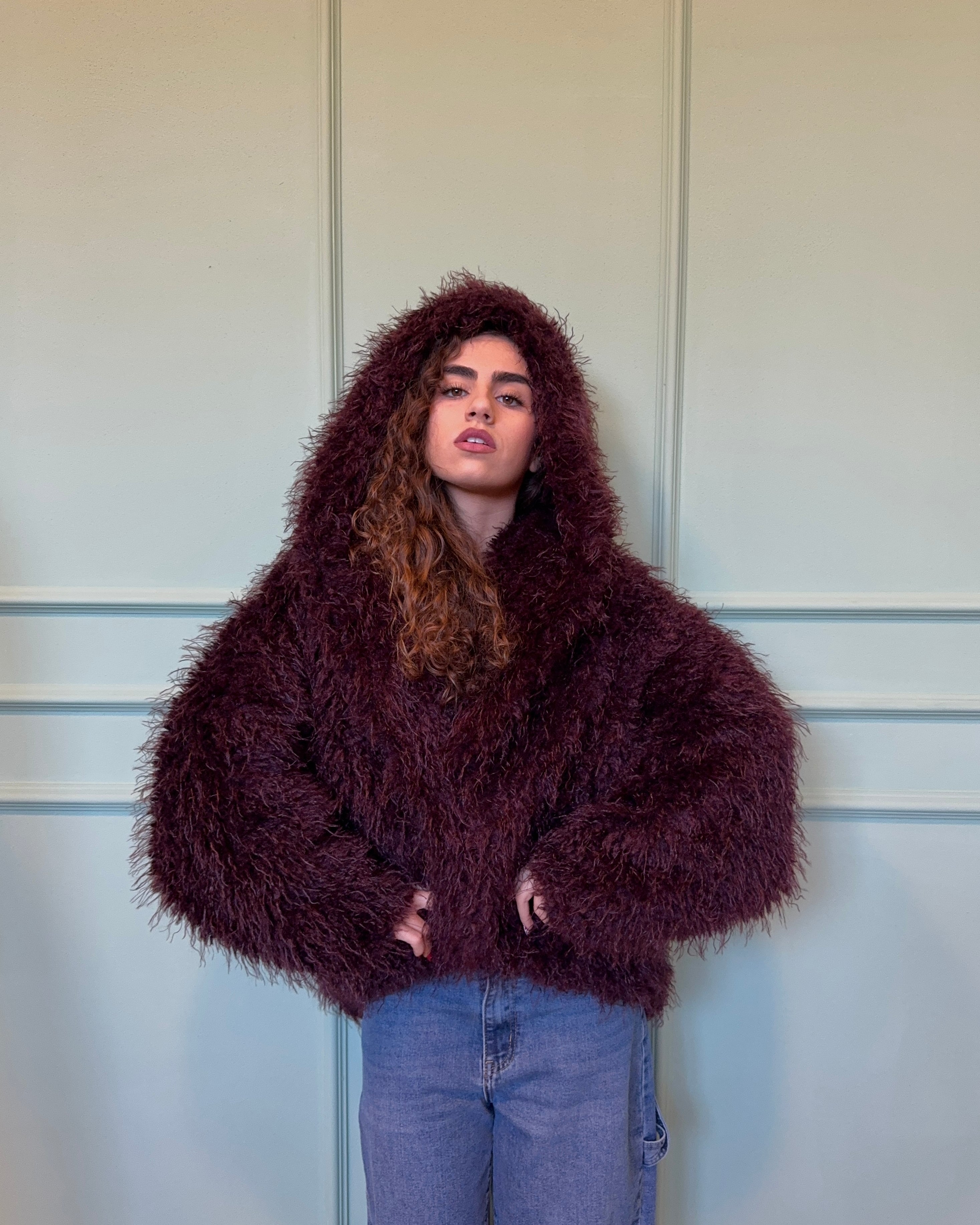 Pelliccia Mongolia con cappuccio