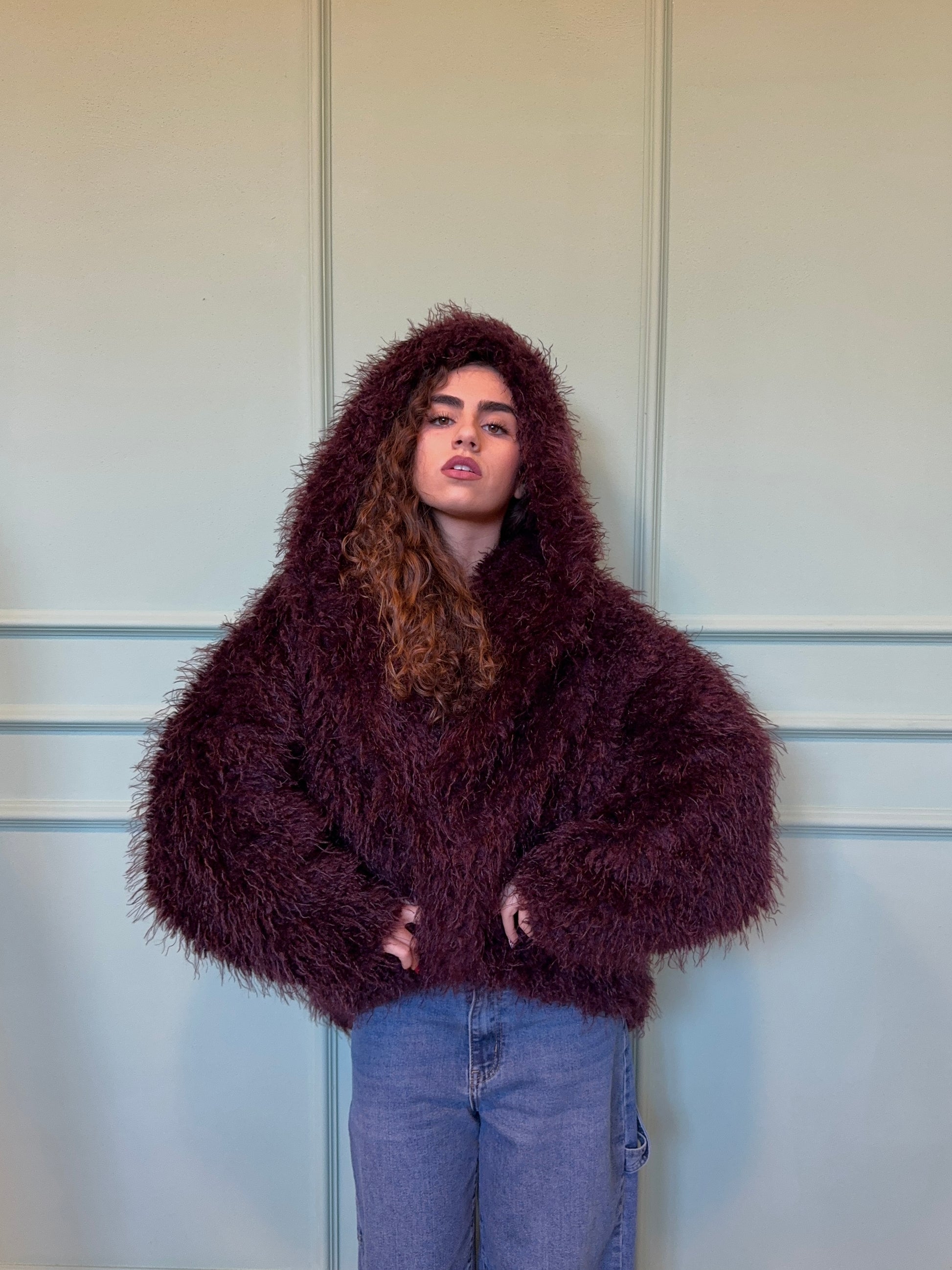 Pelliccia Mongolia con cappuccio