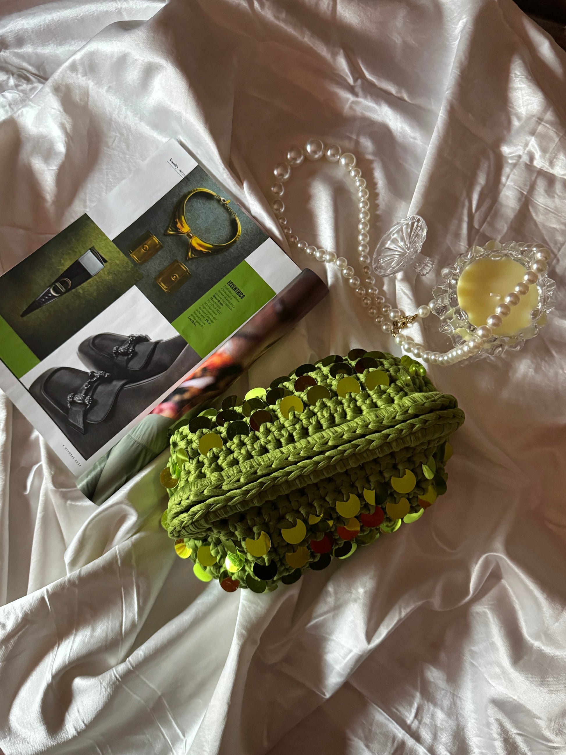 Pasticcino medium verde paillettes