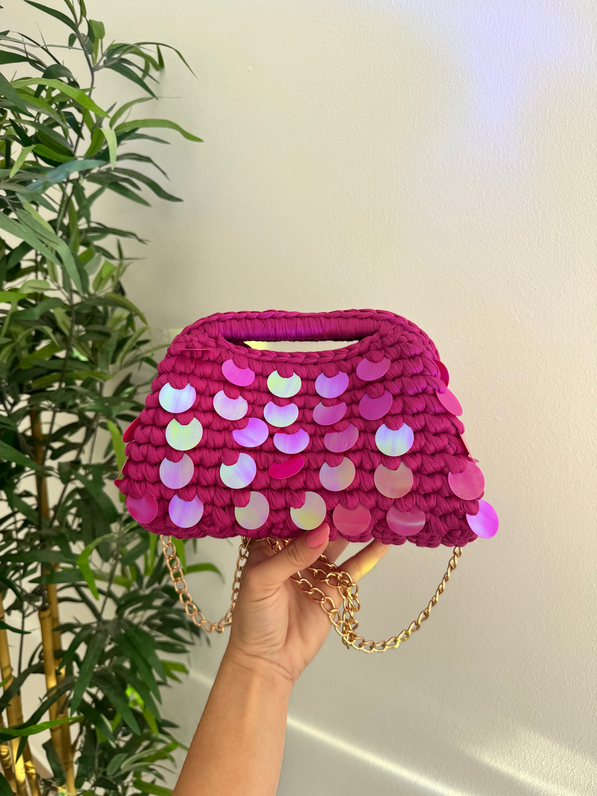 Pasticcino medium magenta paillettes  oleografiche