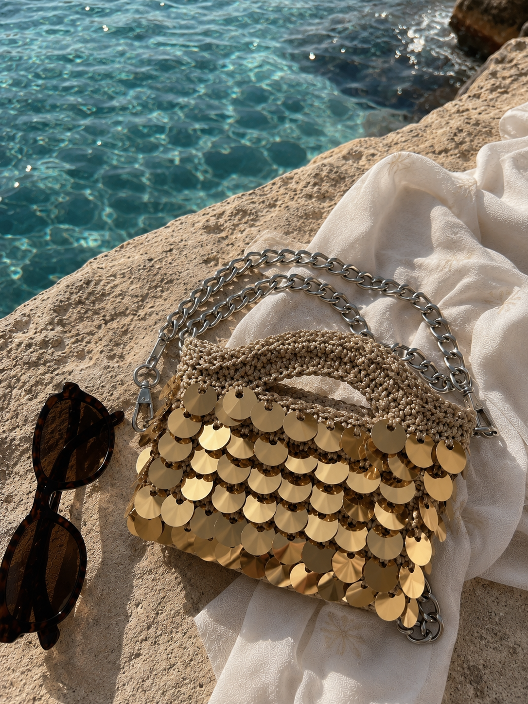 Bag iris paillettes argento