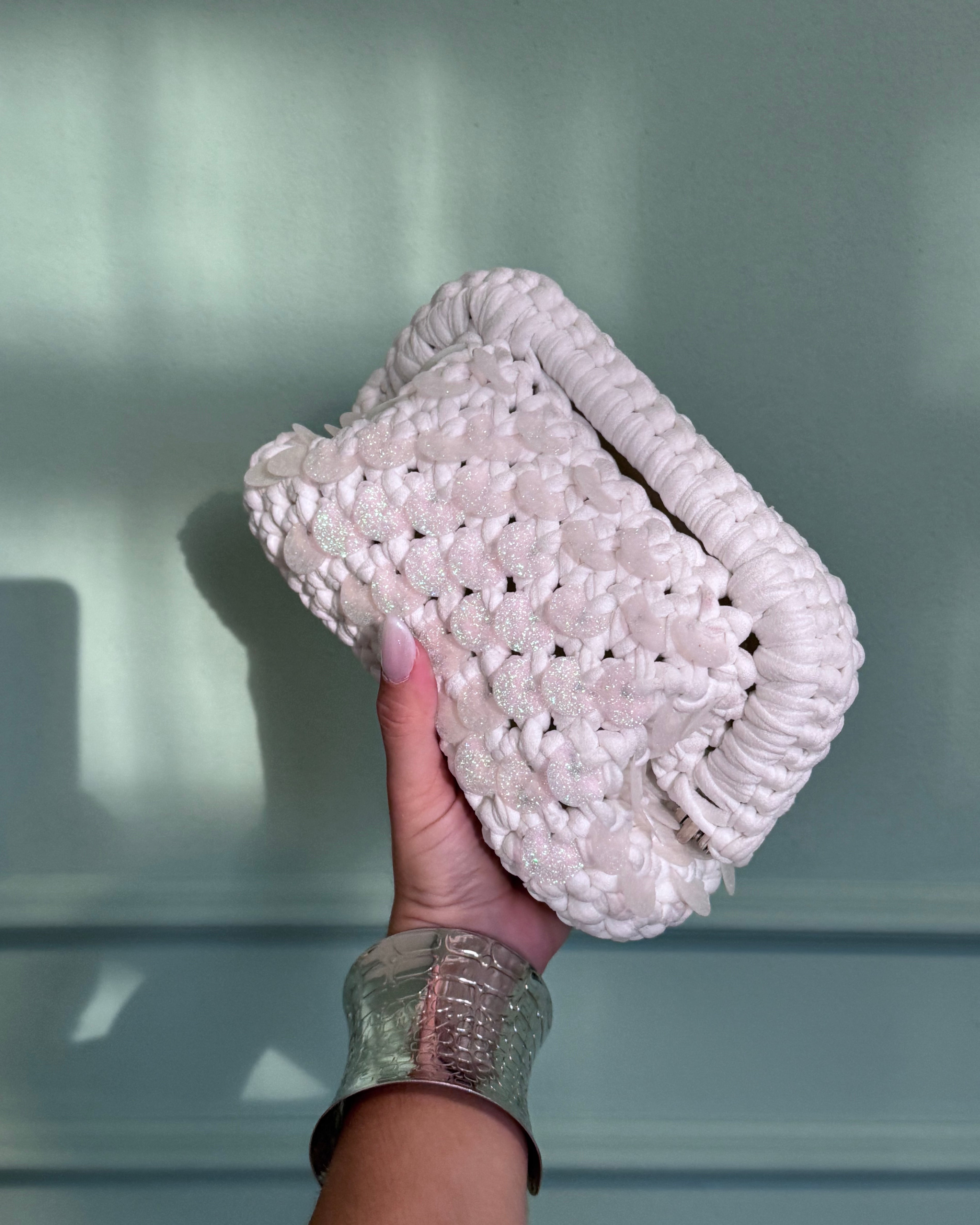 Pasticcino bianco paillettes glitterate