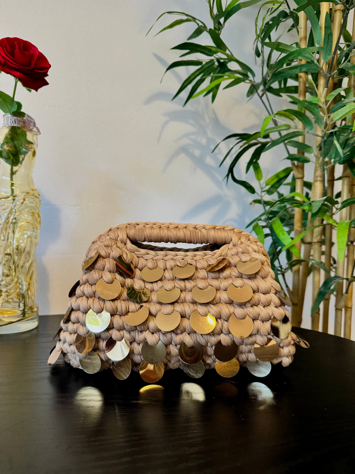 Pasticcino Medium beige paillettes oro