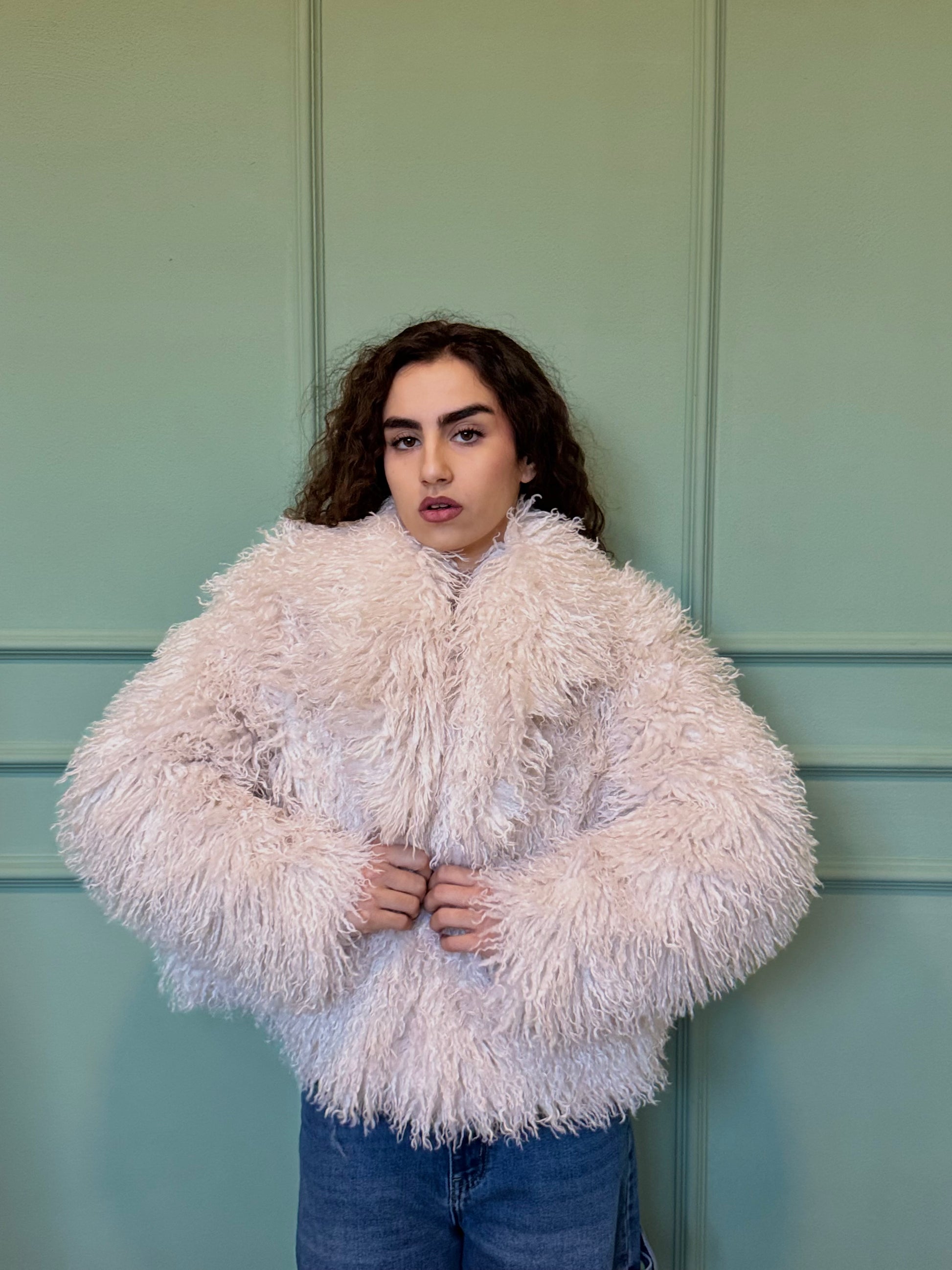 Pelliccia Mongolia collo sciallato