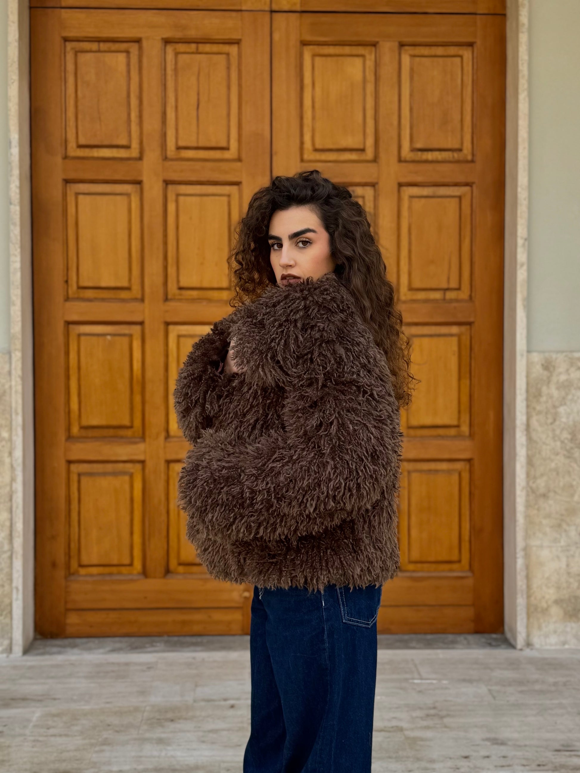 Pelliccia Mongolia collo sciallato