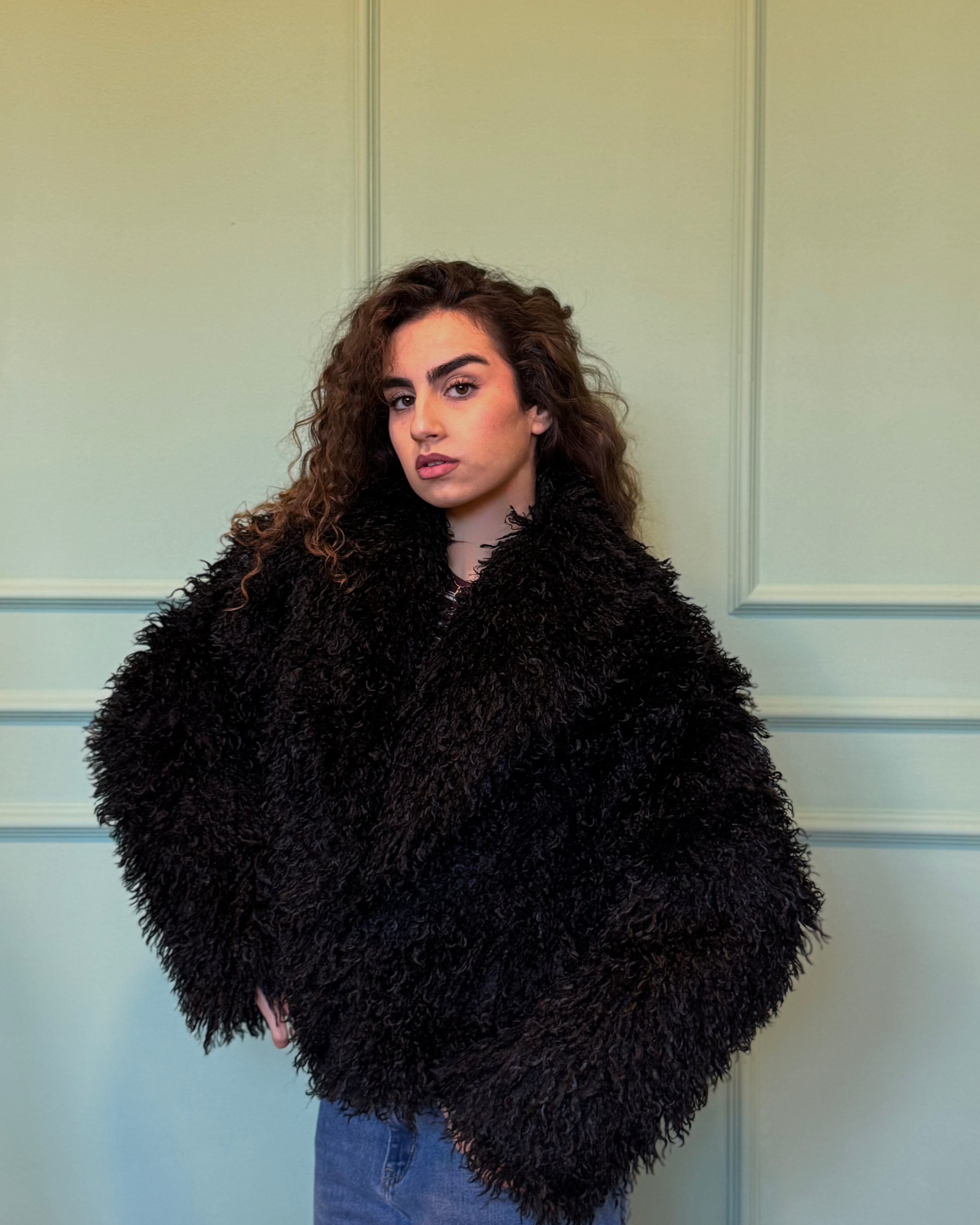 Pelliccia Mongolia collo sciallato