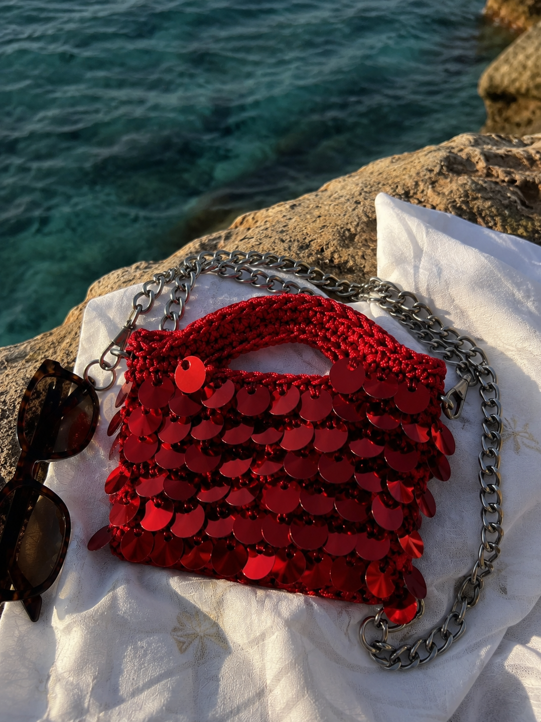 Bag iris paillettes argento