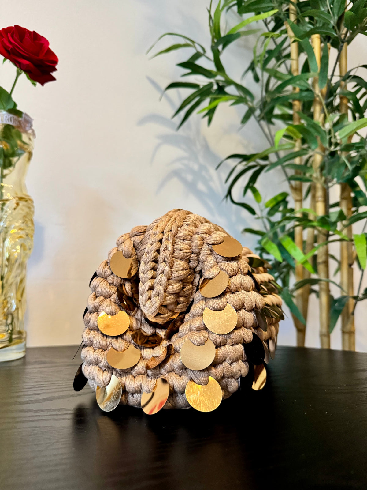 Pasticcino Medium beige paillettes oro