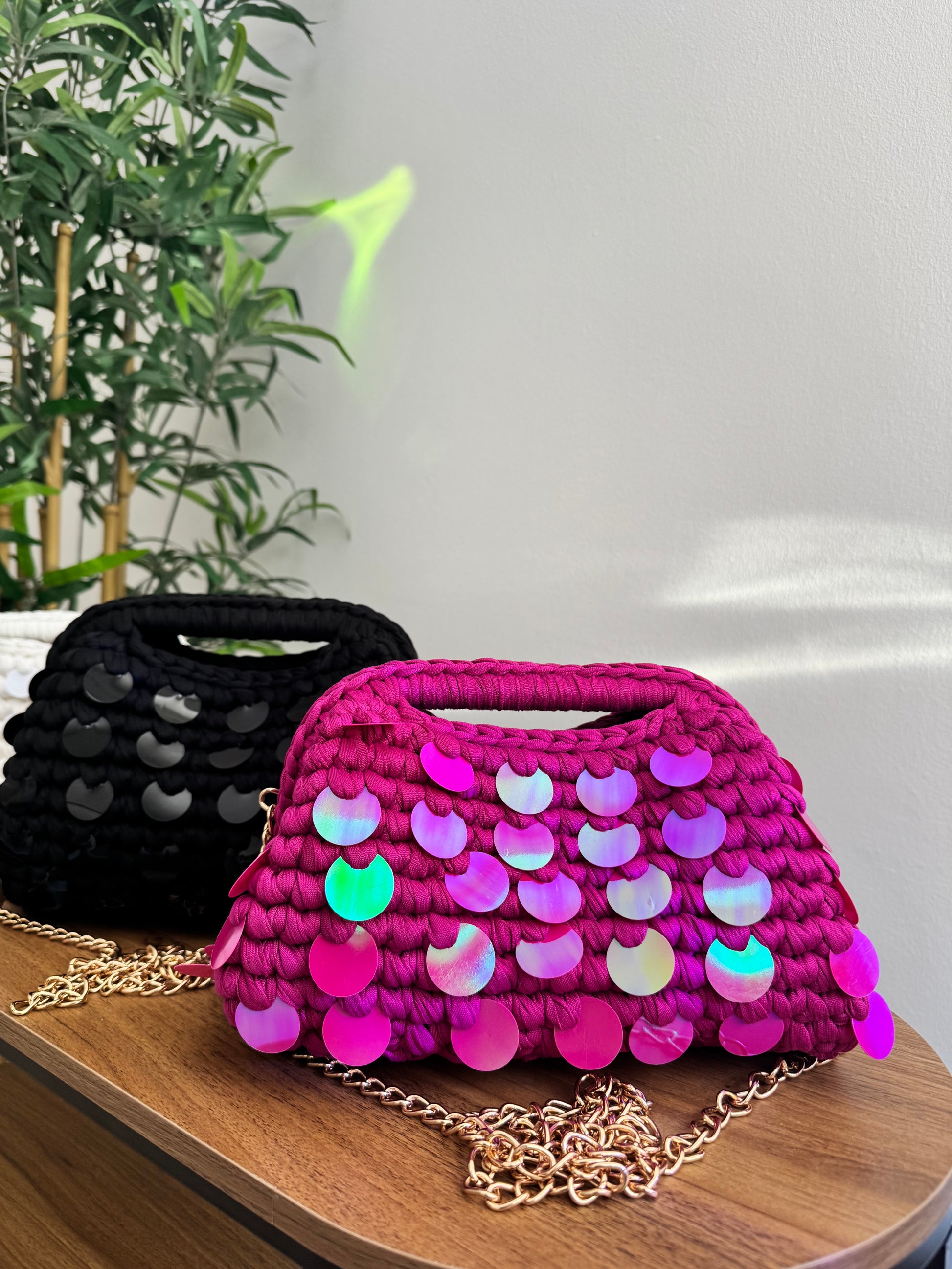 Pasticcino medium magenta paillettes  oleografiche