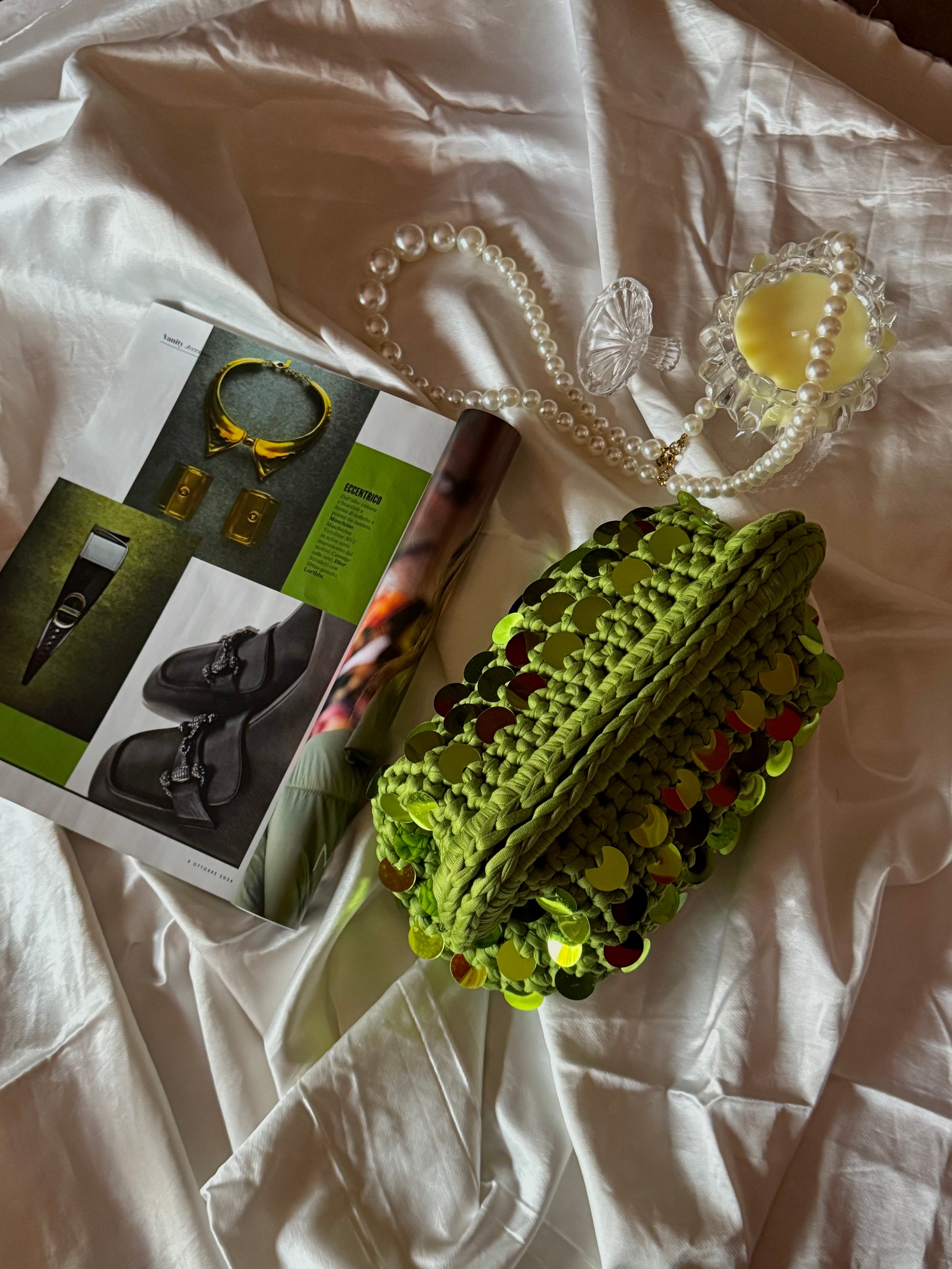 Pasticcino medium verde paillettes