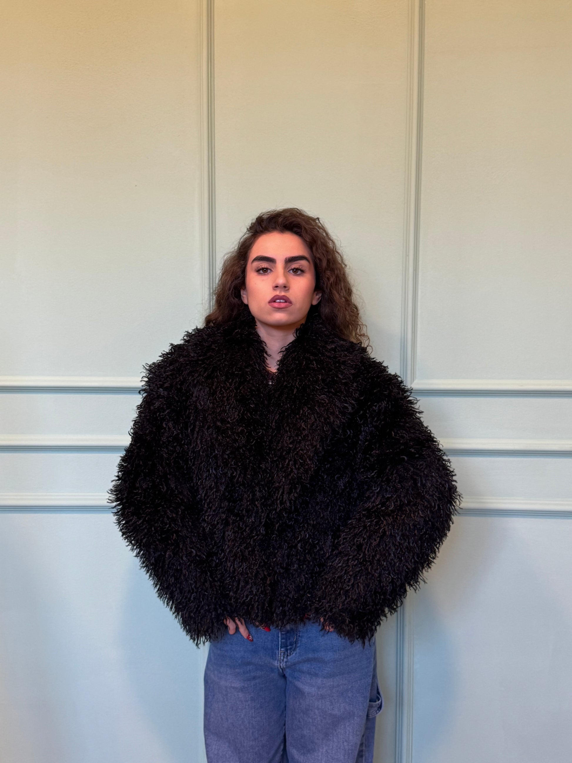 Pelliccia Mongolia collo sciallato