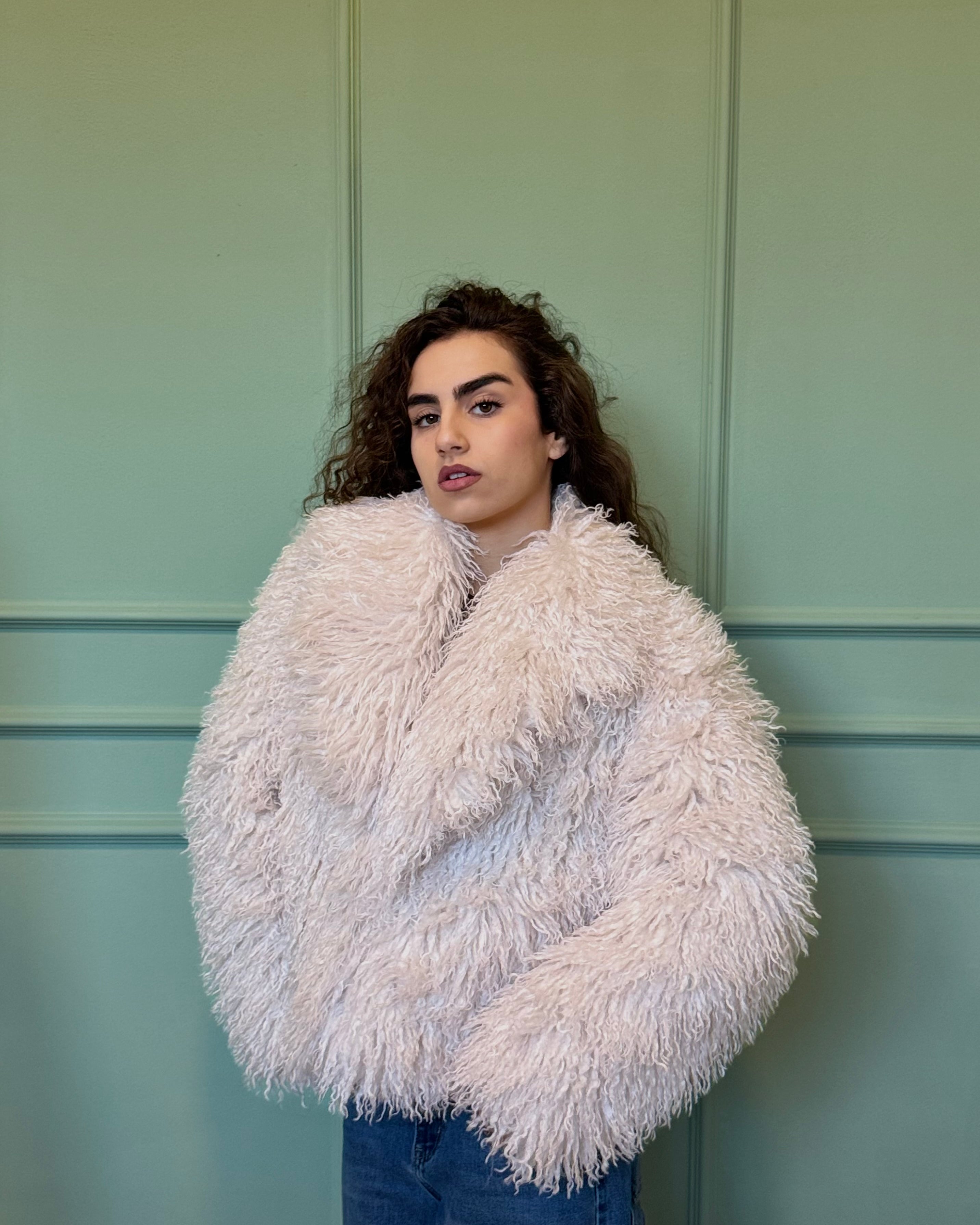 Pelliccia Mongolia collo sciallato