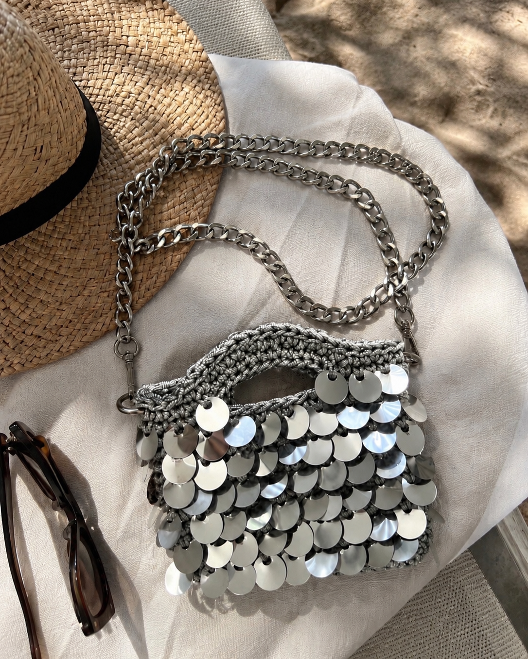 Bag iris paillettes argento