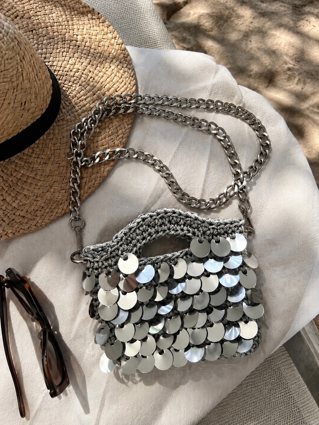 Bag iris paillettes argento