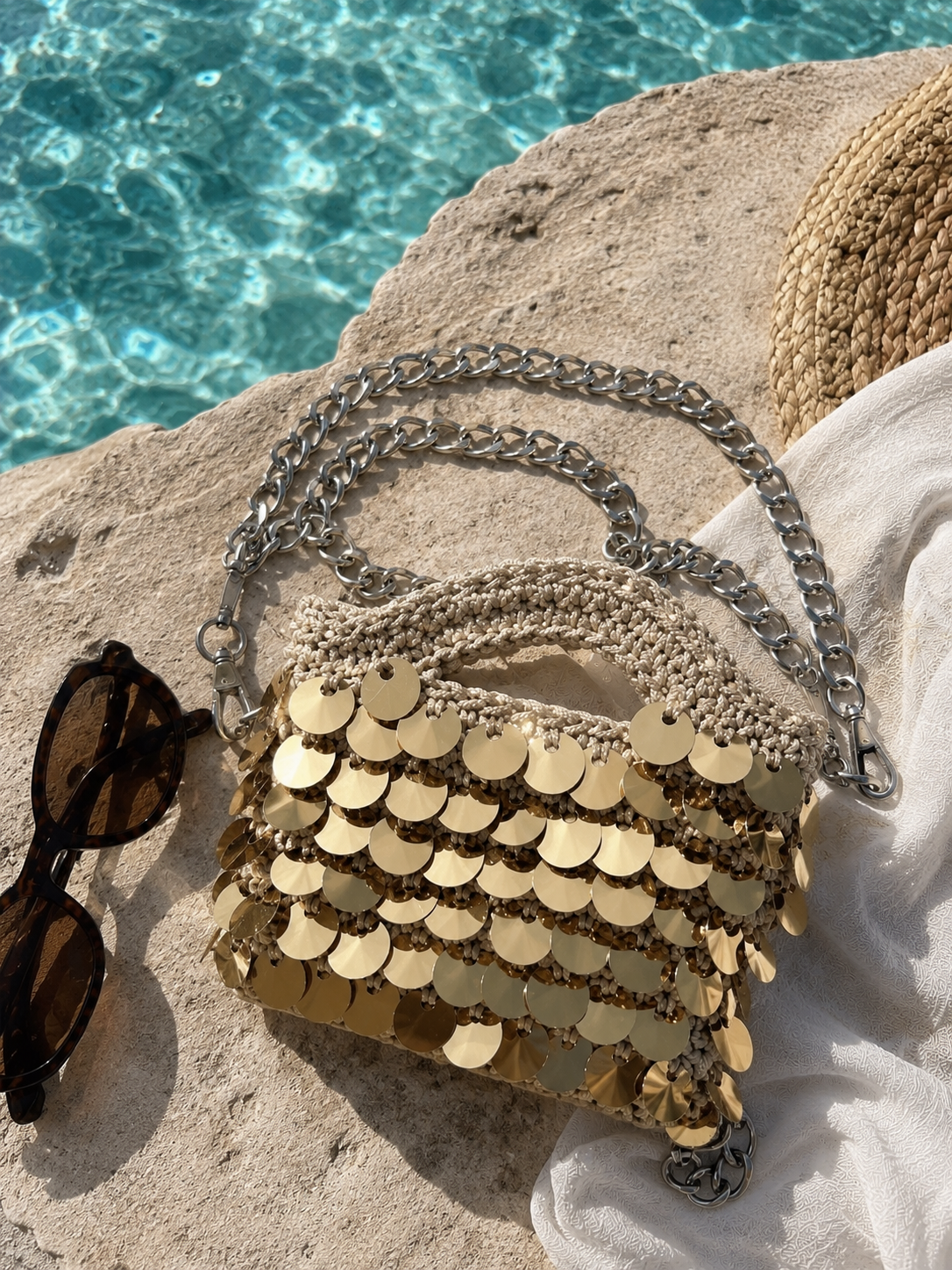Bag iris paillettes argento