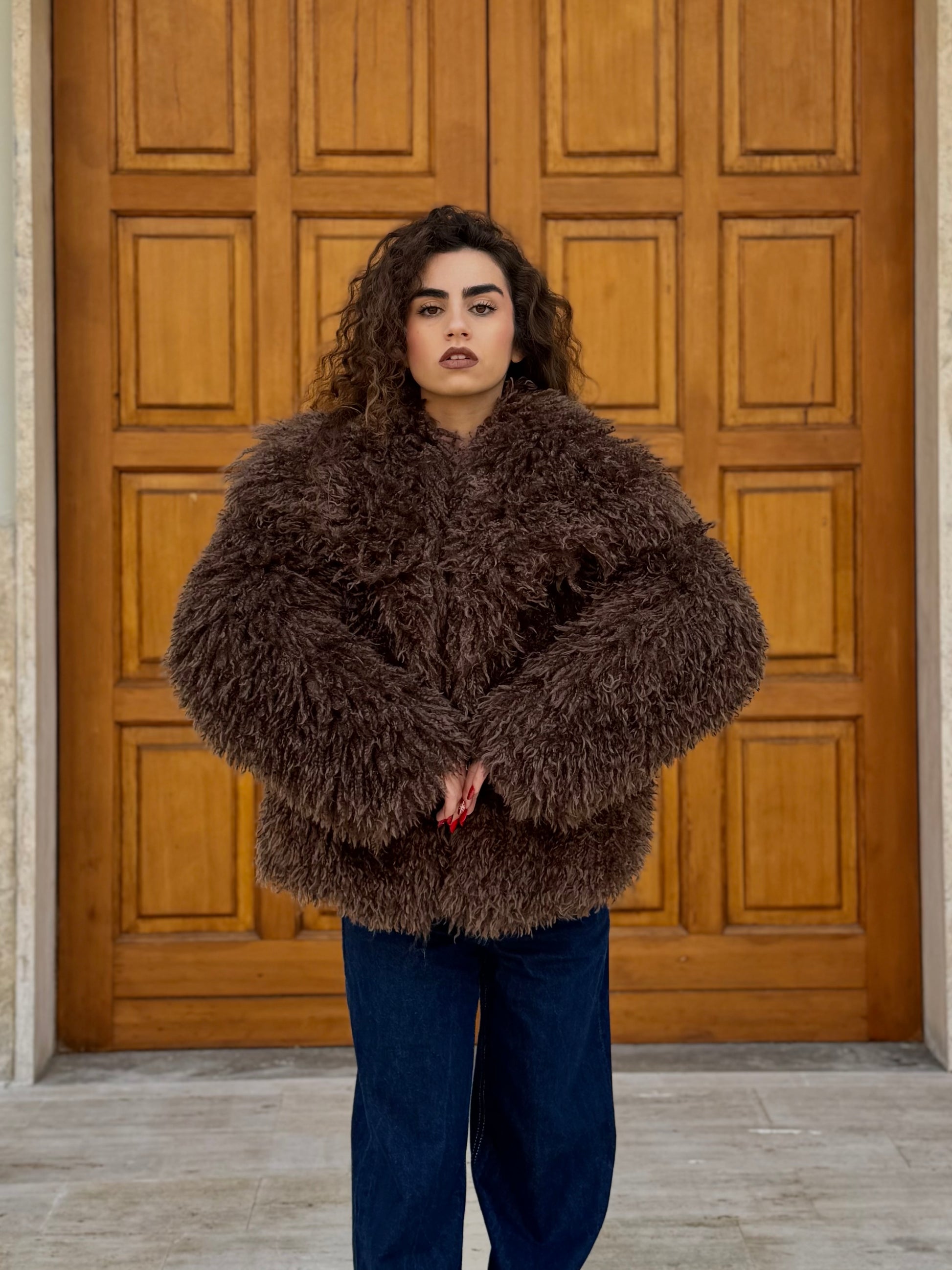 Pelliccia Mongolia collo sciallato