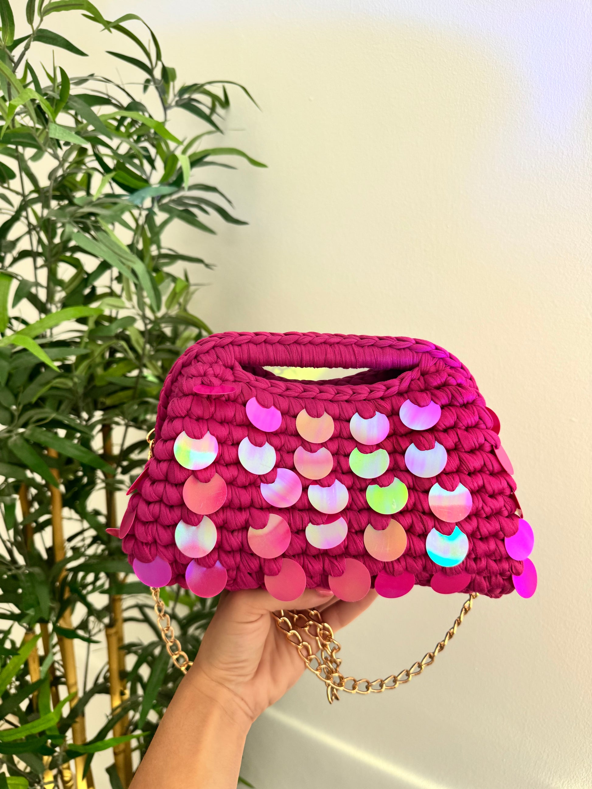 Pasticcino medium magenta paillettes  oleografiche