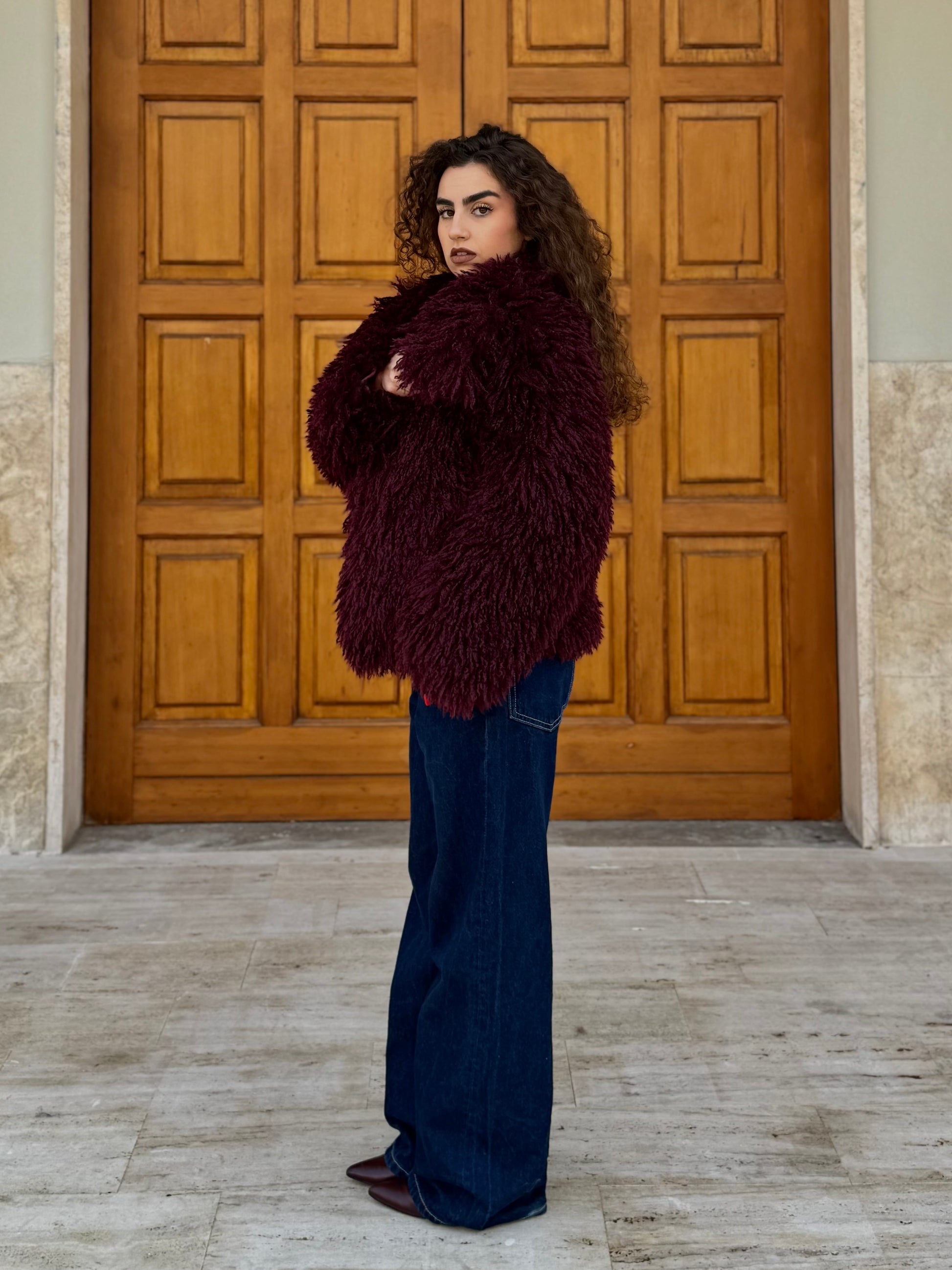 Pelliccia Mongolia collo sciallato