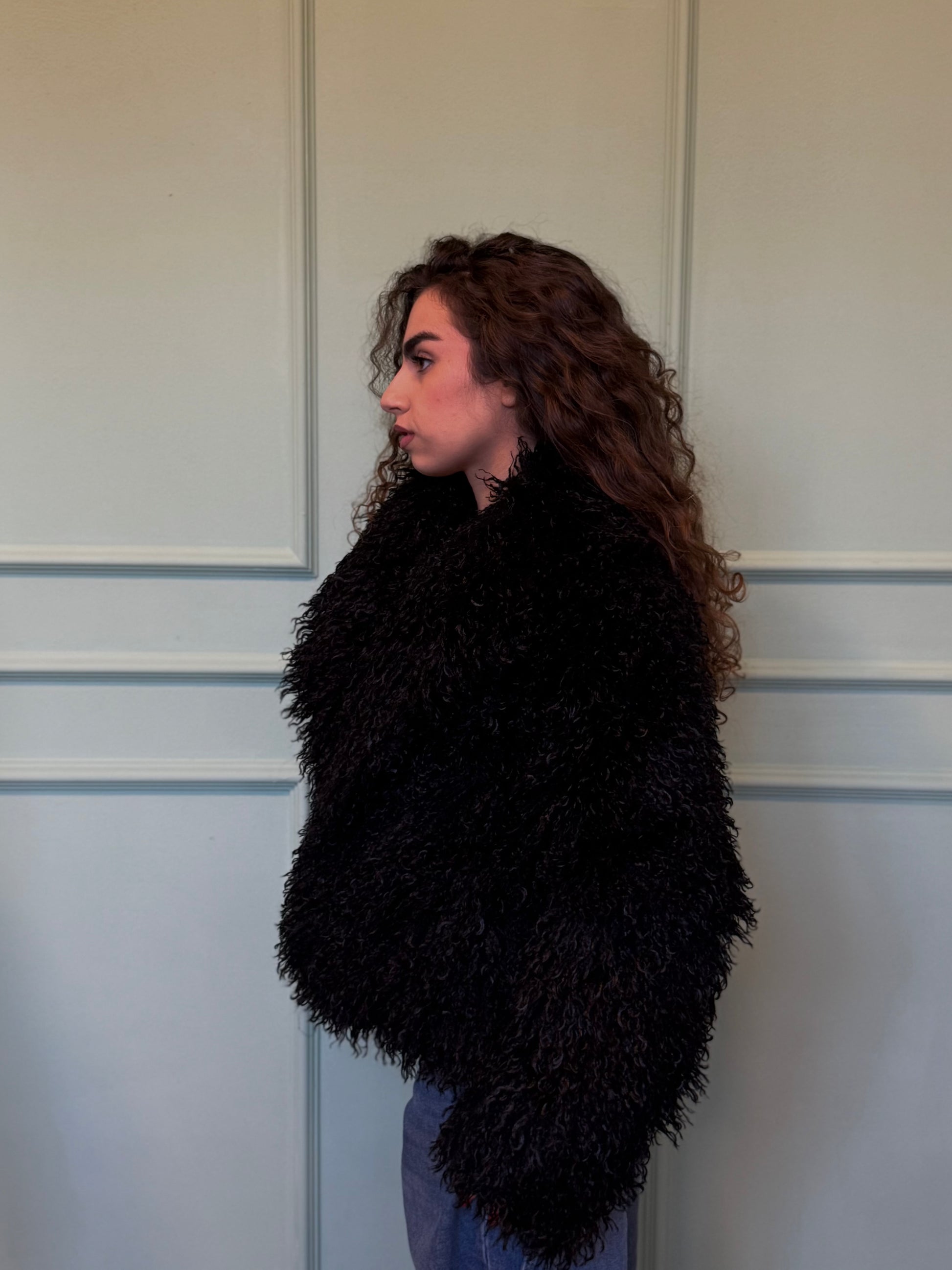 Pelliccia Mongolia collo sciallato