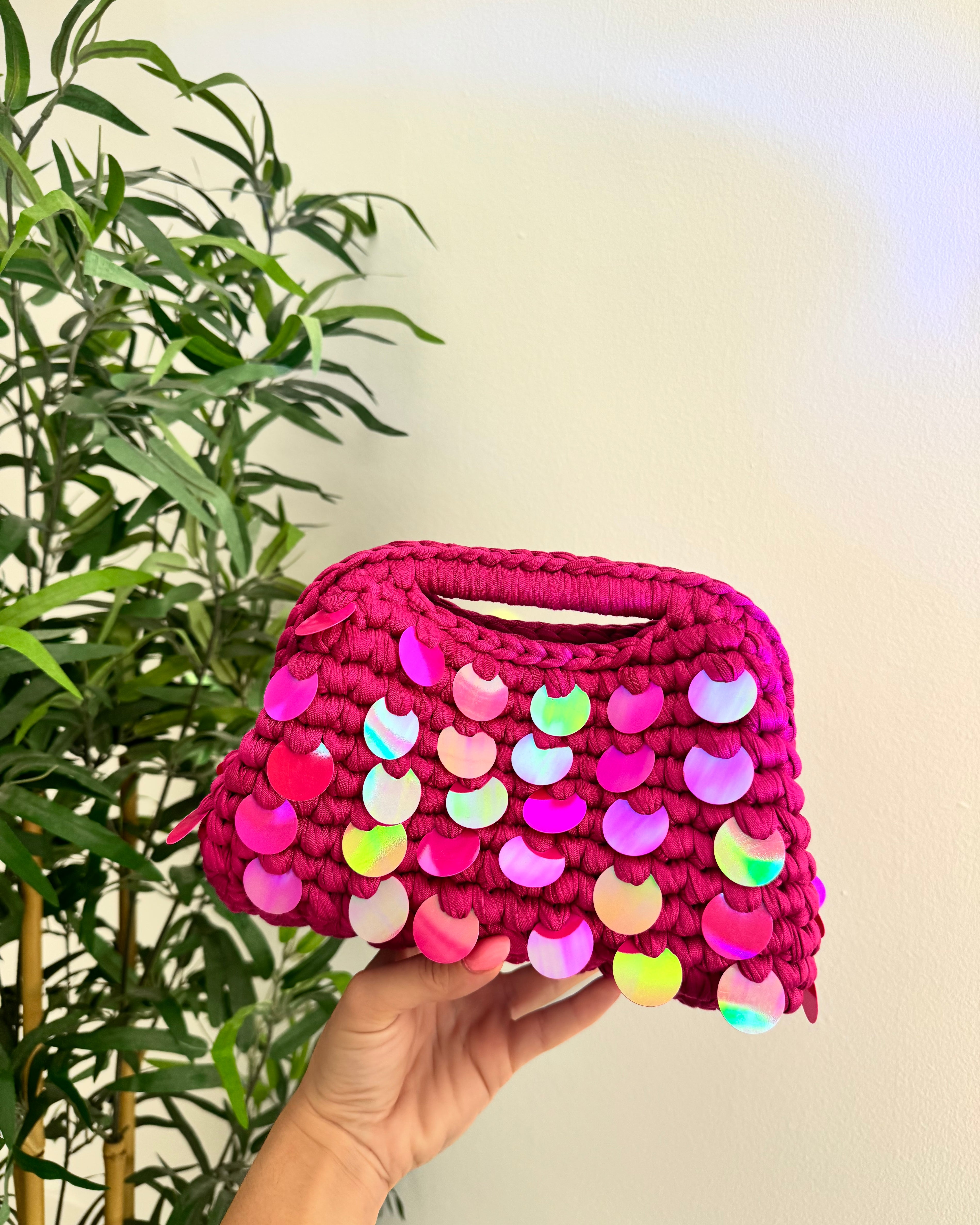 Pasticcino medium magenta paillettes  oleografiche