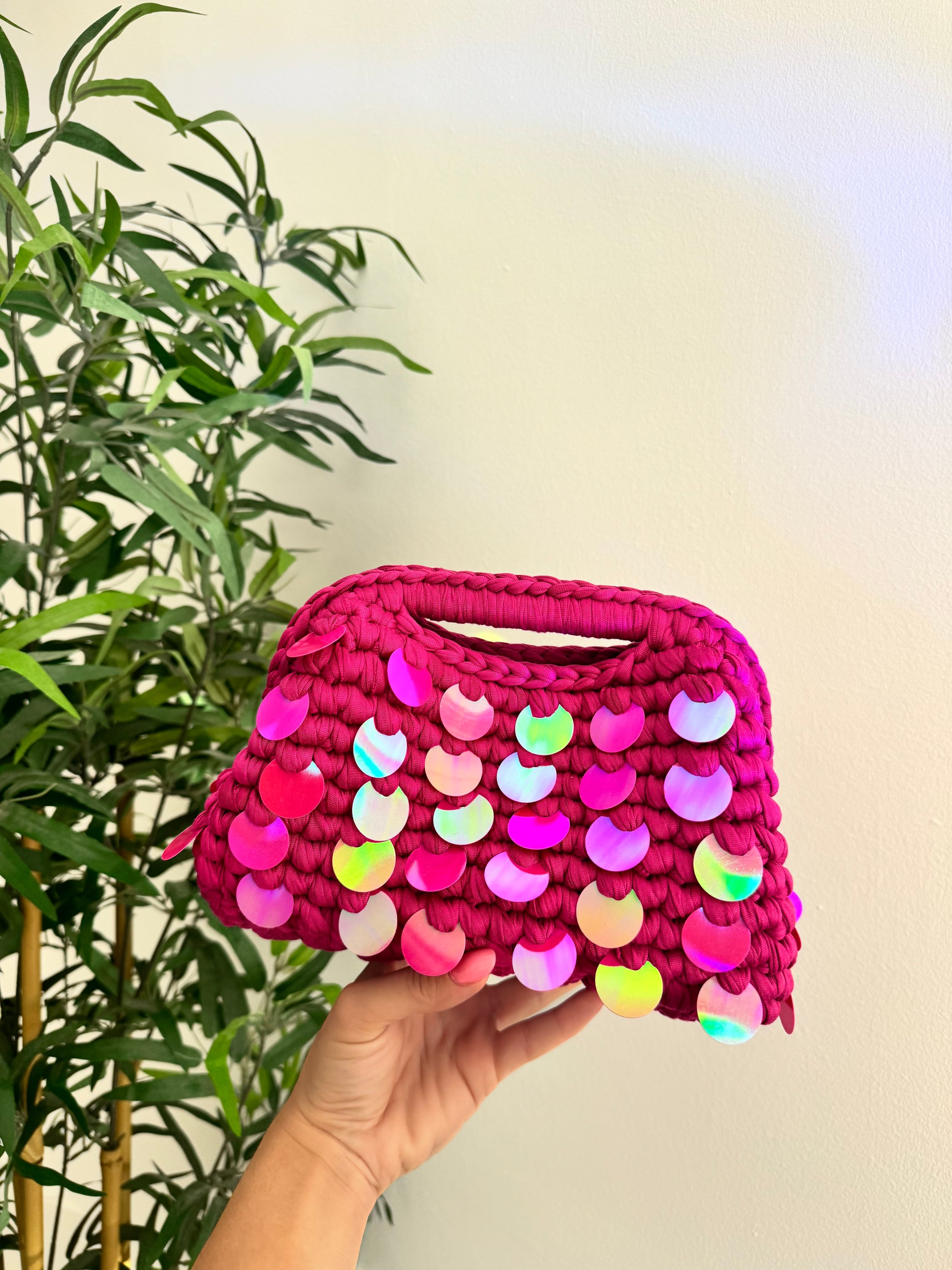 Pasticcino medium magenta paillettes  oleografiche