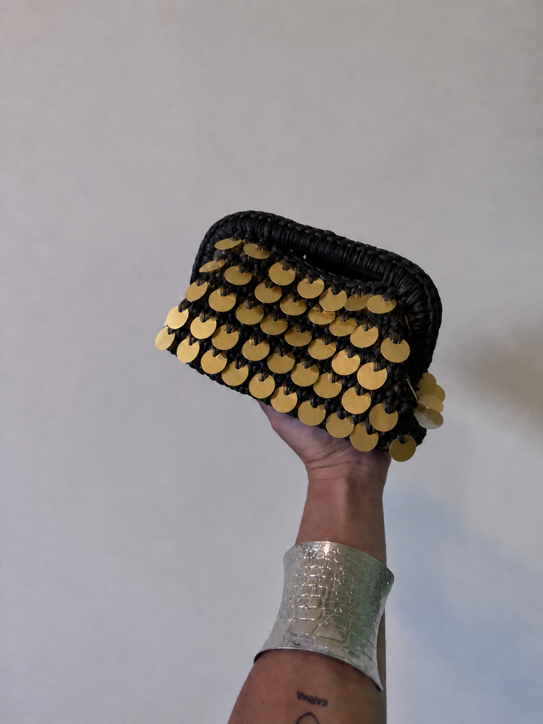 PASTICCINO SMALL NERO PAILLETTES ORO