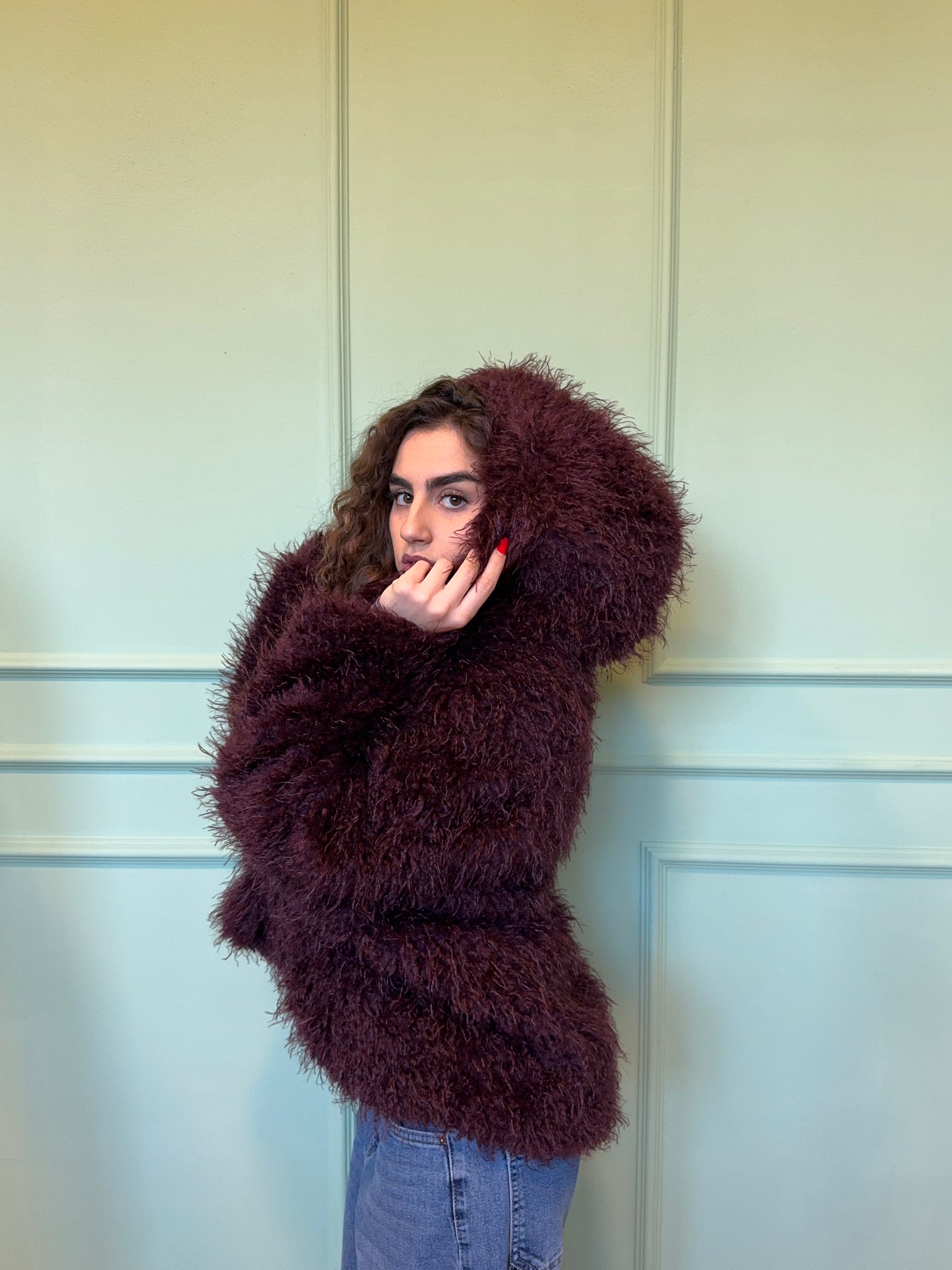 Pelliccia Mongolia con cappuccio