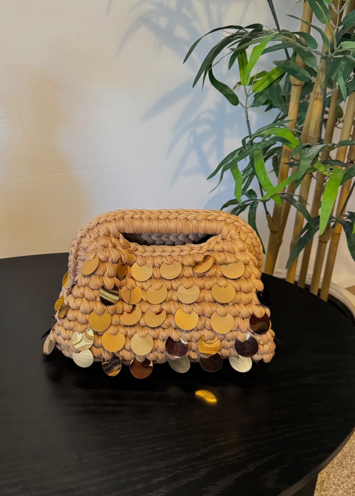 Pasticcino Medium beige paillettes oro